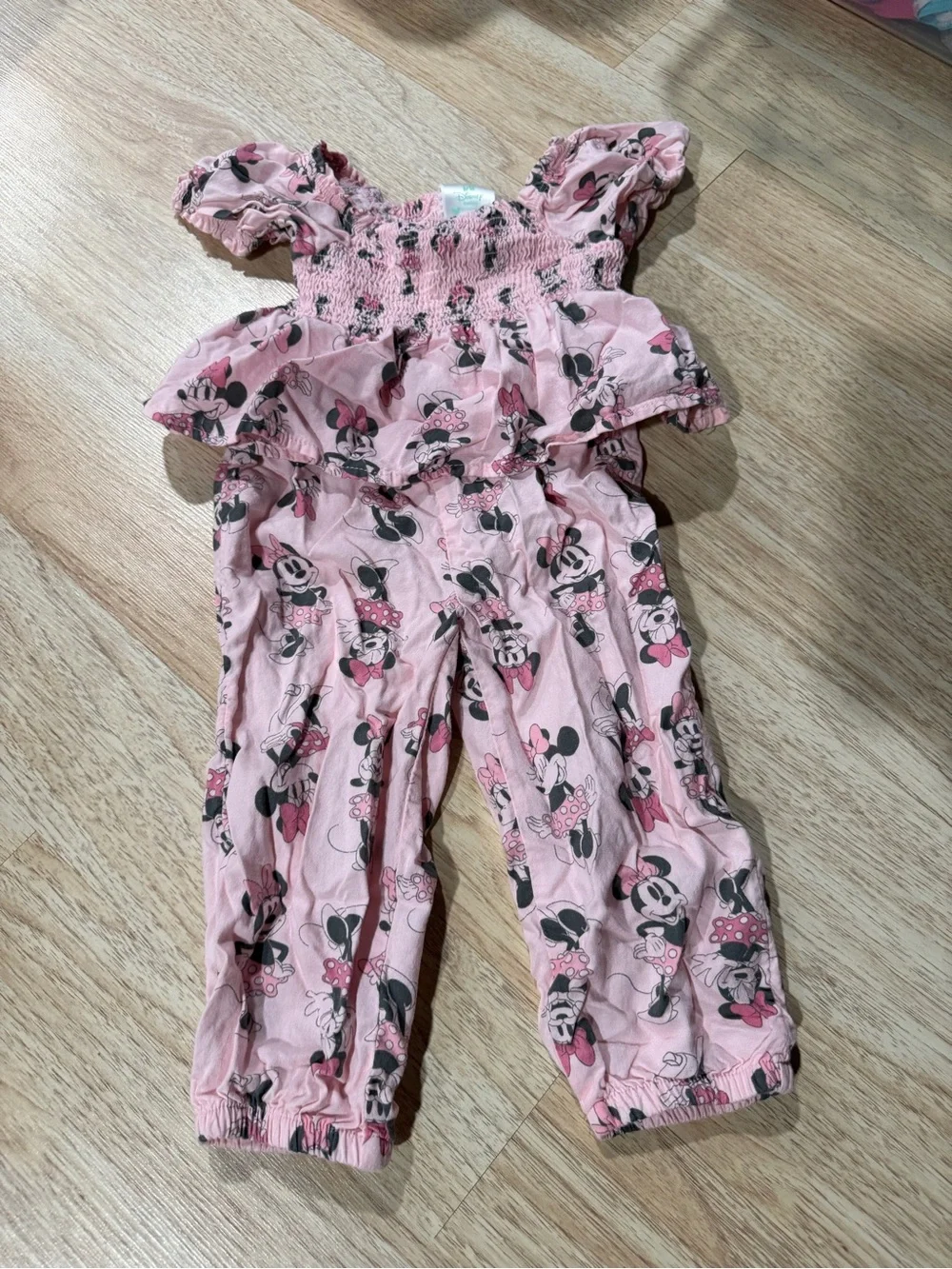 Disney Pink Minnie Mouse Smocked Romper